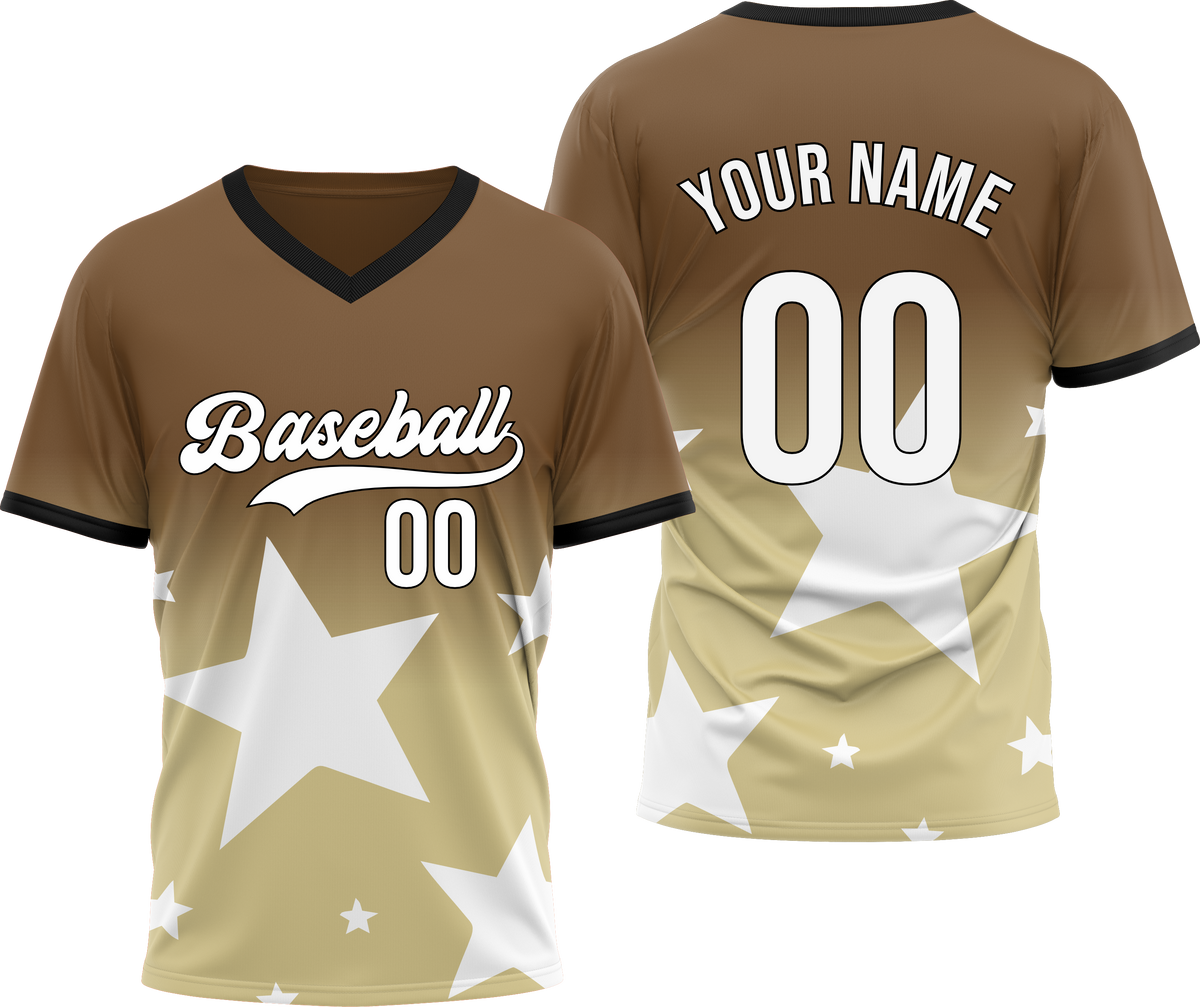 Custom Starlight Gradient Baseball Khaki Sports Jersey Personalized Uniform with Name &amp; Number