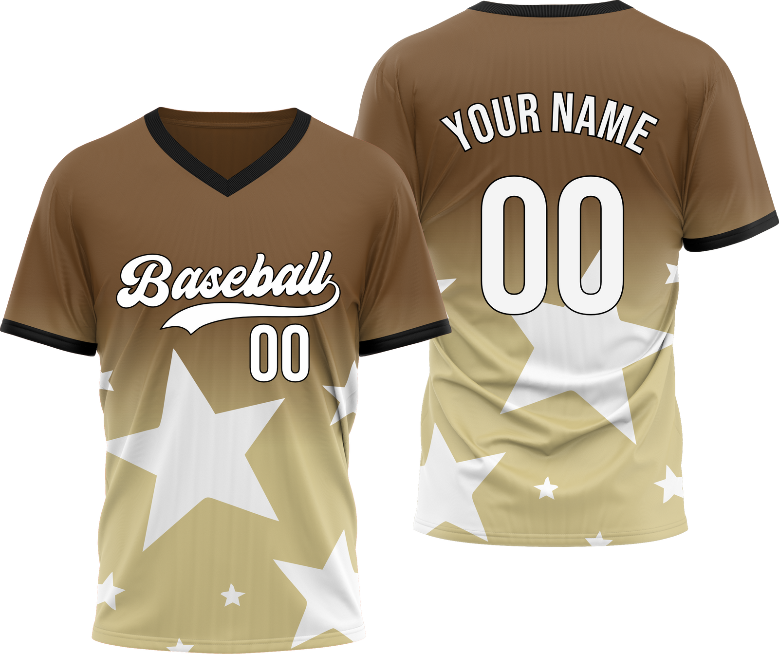 Custom Starlight Gradient Baseball Khaki Sports Jersey Personalized Uniform with Name & Number