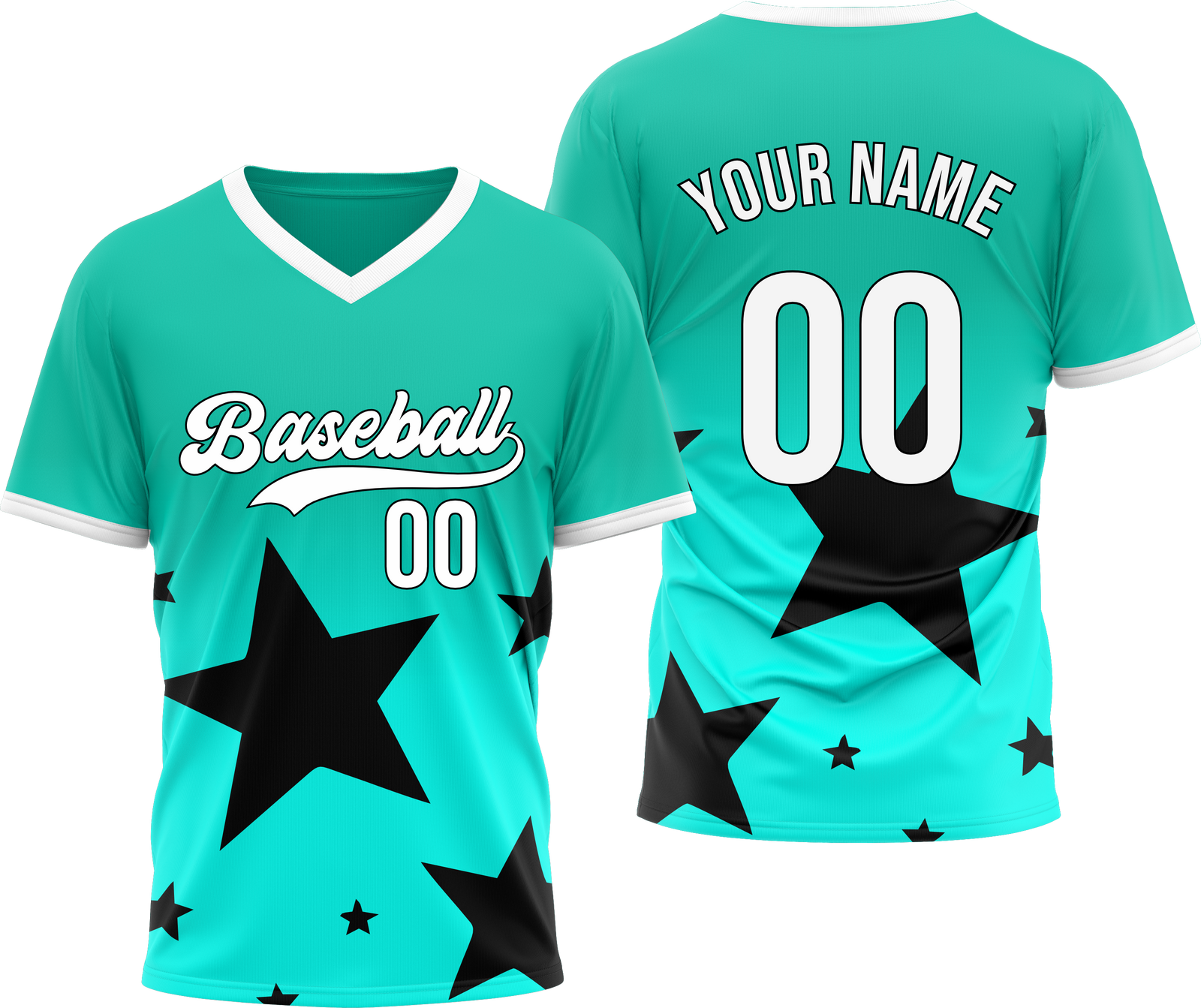 Custom Starlight Gradient Baseball Aqua Sports Jersey Personalized Uniform with Name & Number