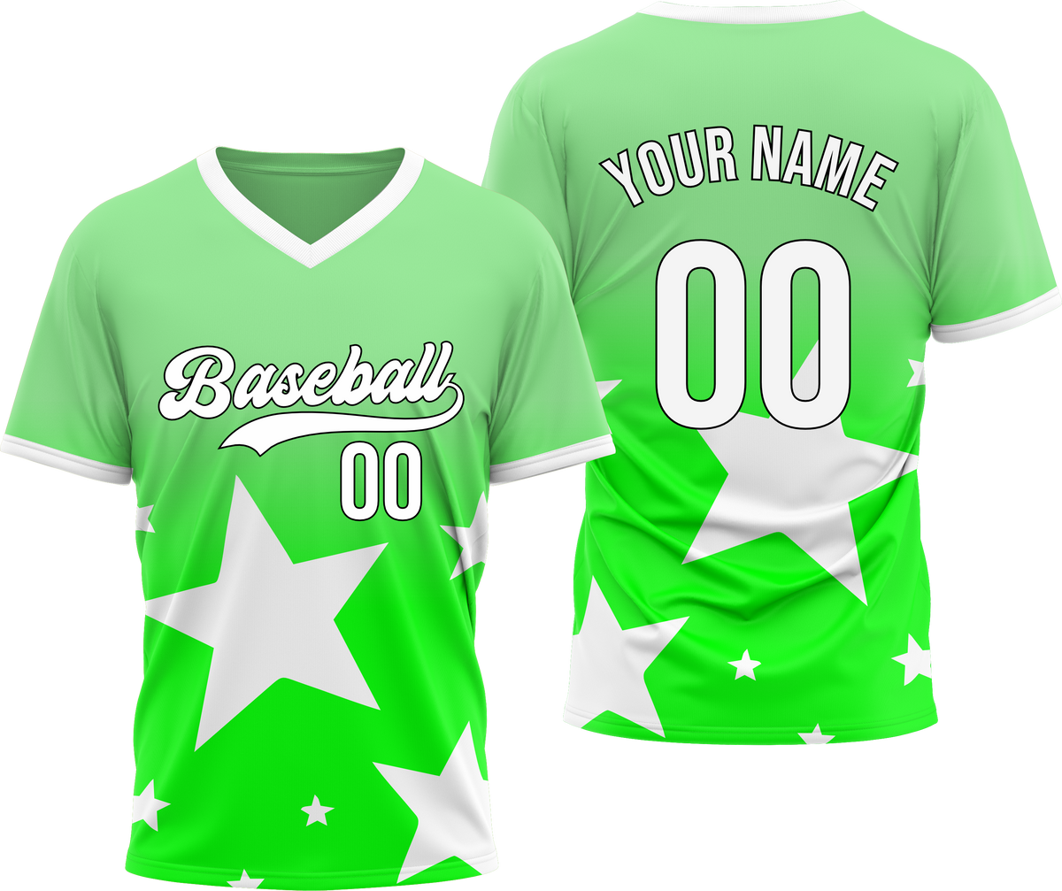 Custom Starlight Gradient Baseball Neon Green Sports Jersey Personalized Uniform with Name &amp; Number
