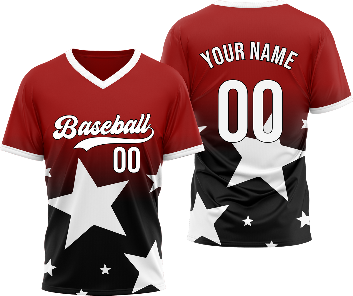 Custom Starlight Gradient Baseball Red Sports Jersey Personalized Uniform with Name &amp; Number
