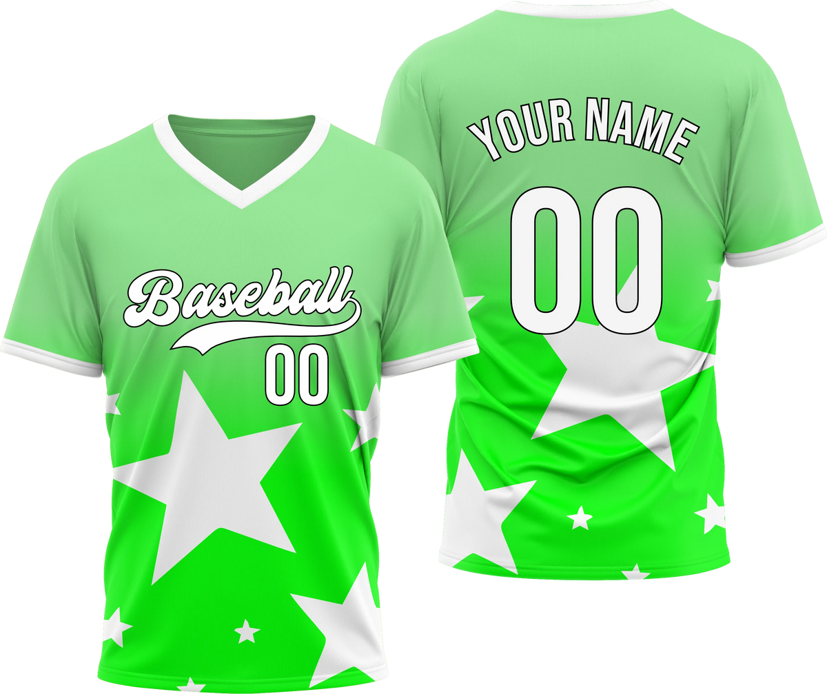 Custom Split Star Gradient Baseball Aqua Sports Jersey Personalized Uniform with Name & Number
