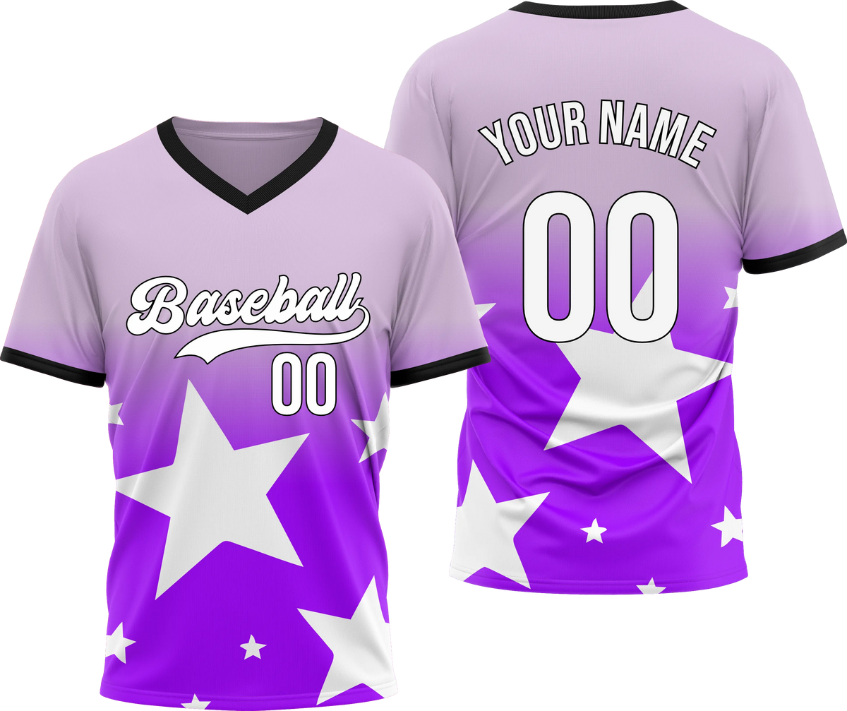 Custom Split Star Gradient Baseball Aqua Sports Jersey Personalized Uniform with Name & Number