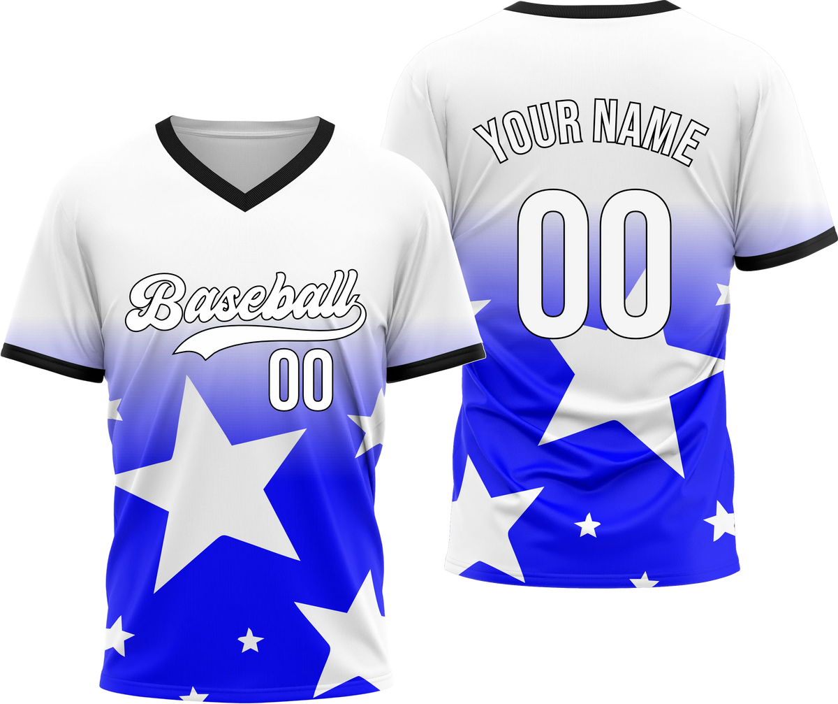 Custom Split Star Gradient Baseball Aqua Sports Jersey Personalized Uniform with Name & Number