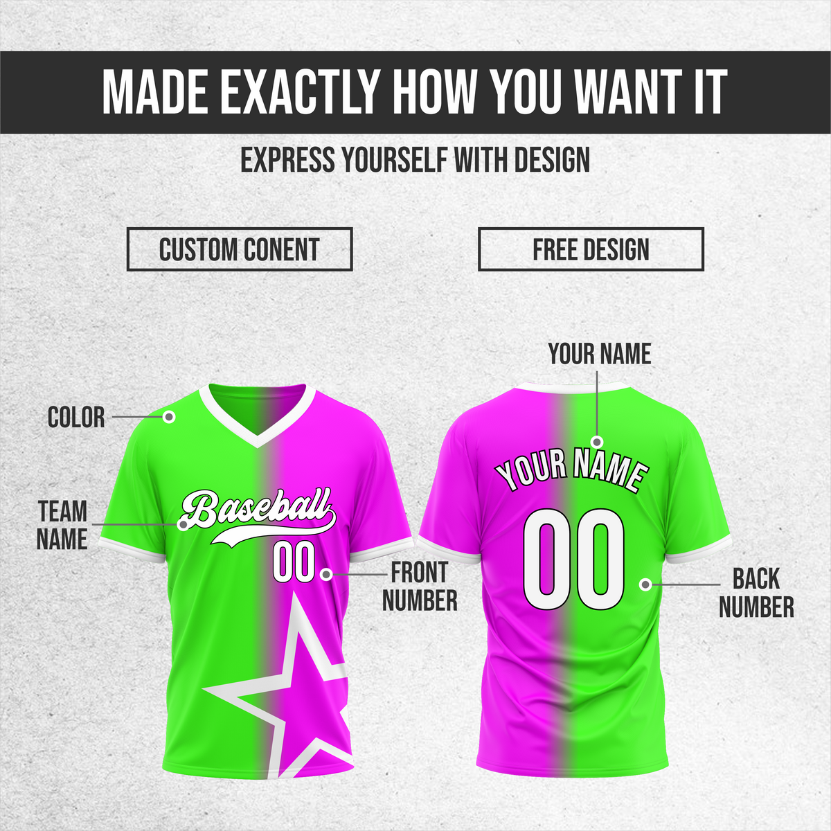 Custom Starlight Fade Baseball Green Sports Jersey Personalized Uniform with Name & Number