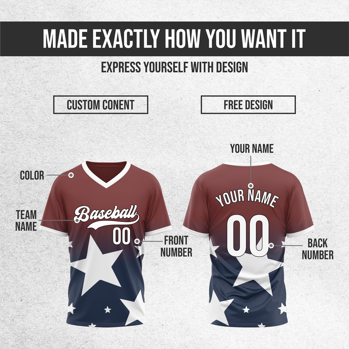Custom Starlight Gradient Baseball Navy Sports Jersey Personalized Uniform with Name & Number