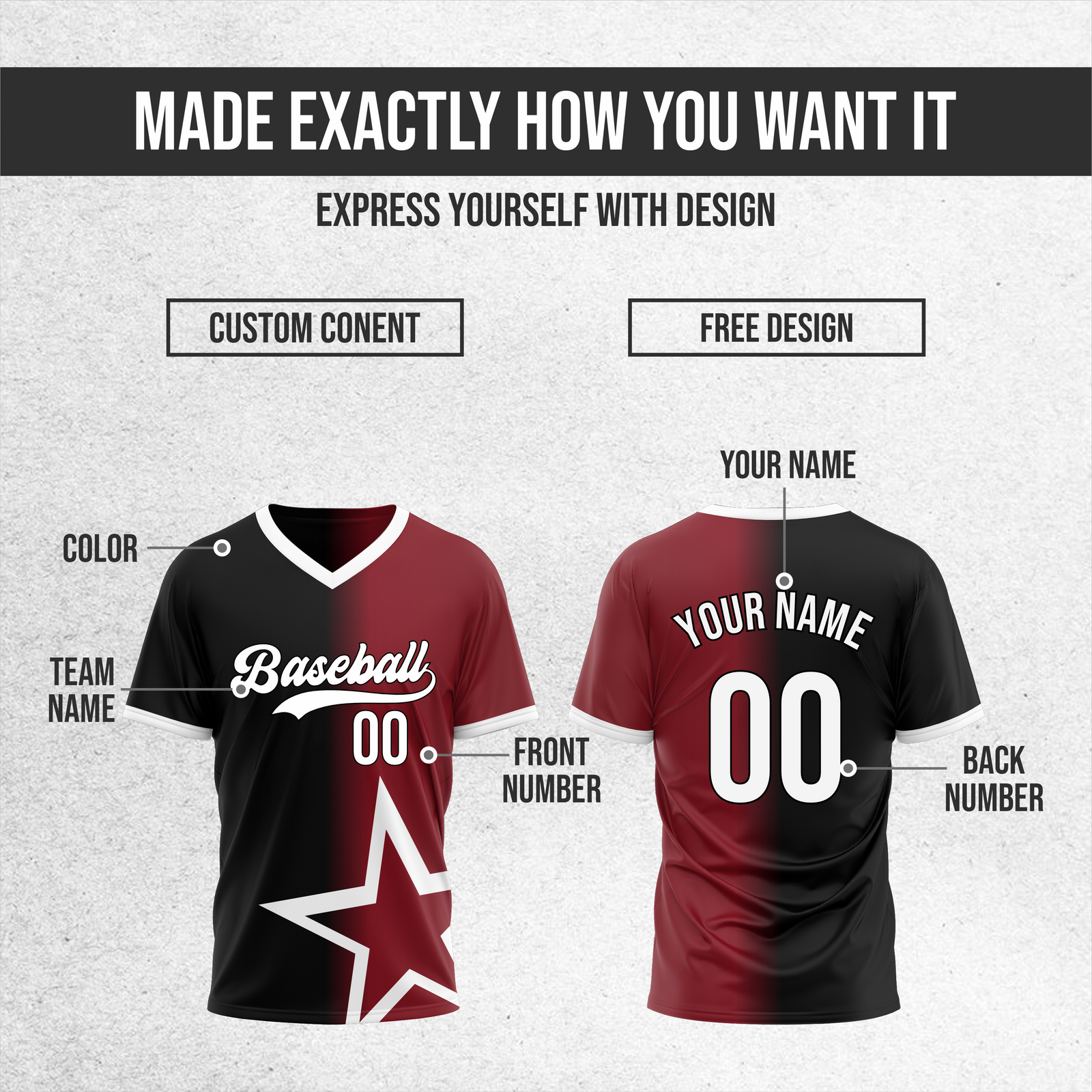 Custom Starlight Fade Baseball Black Sports Jersey Personalized Uniform with Name & Number