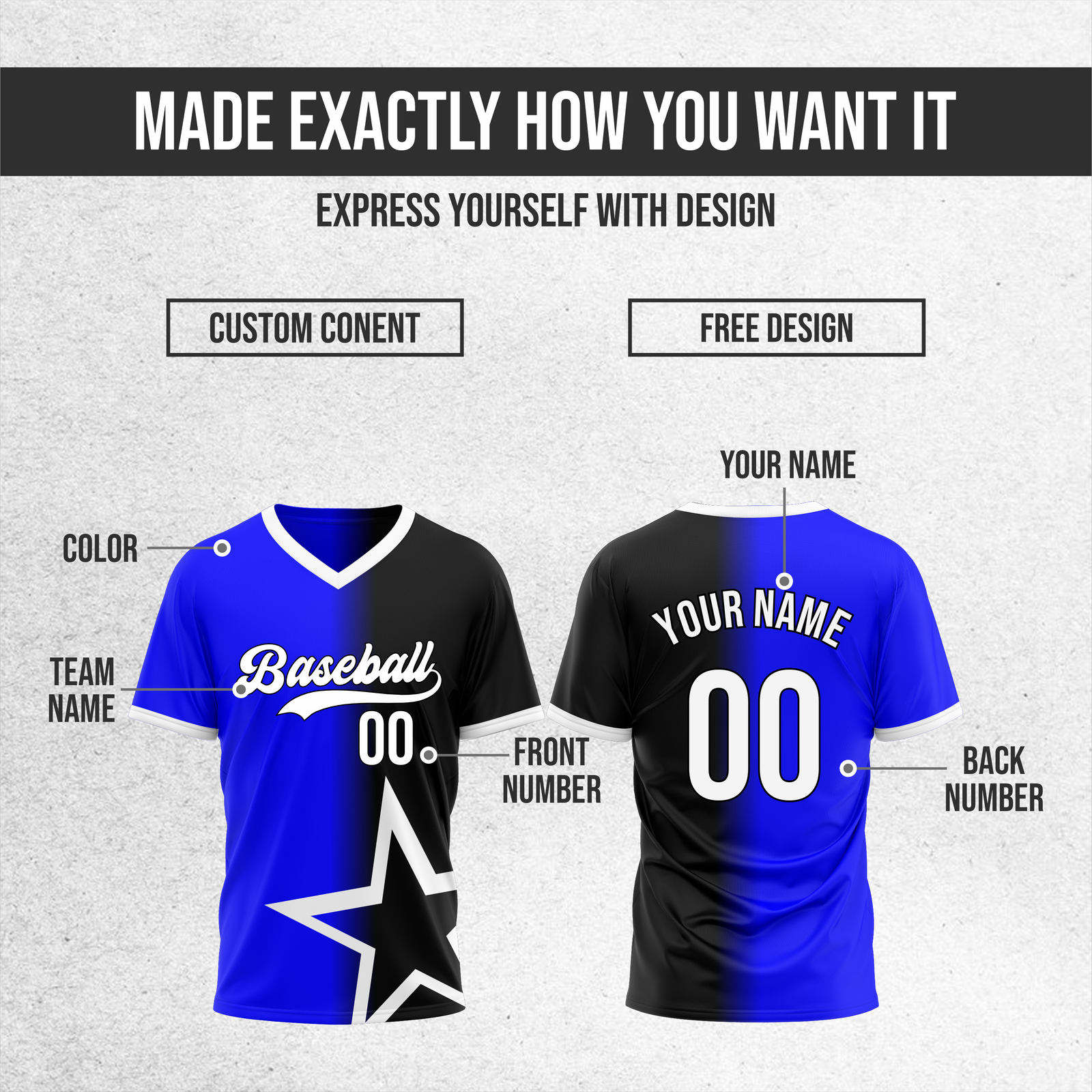 Custom Starlight Fade Baseball Blue Sports Jersey Personalized Uniform with Name & Number