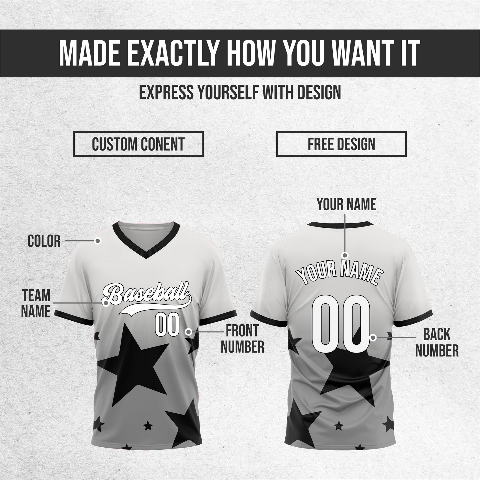 Custom Starlight Gradient Baseball Grey Sports Jersey Personalized Uniform with Name & Number