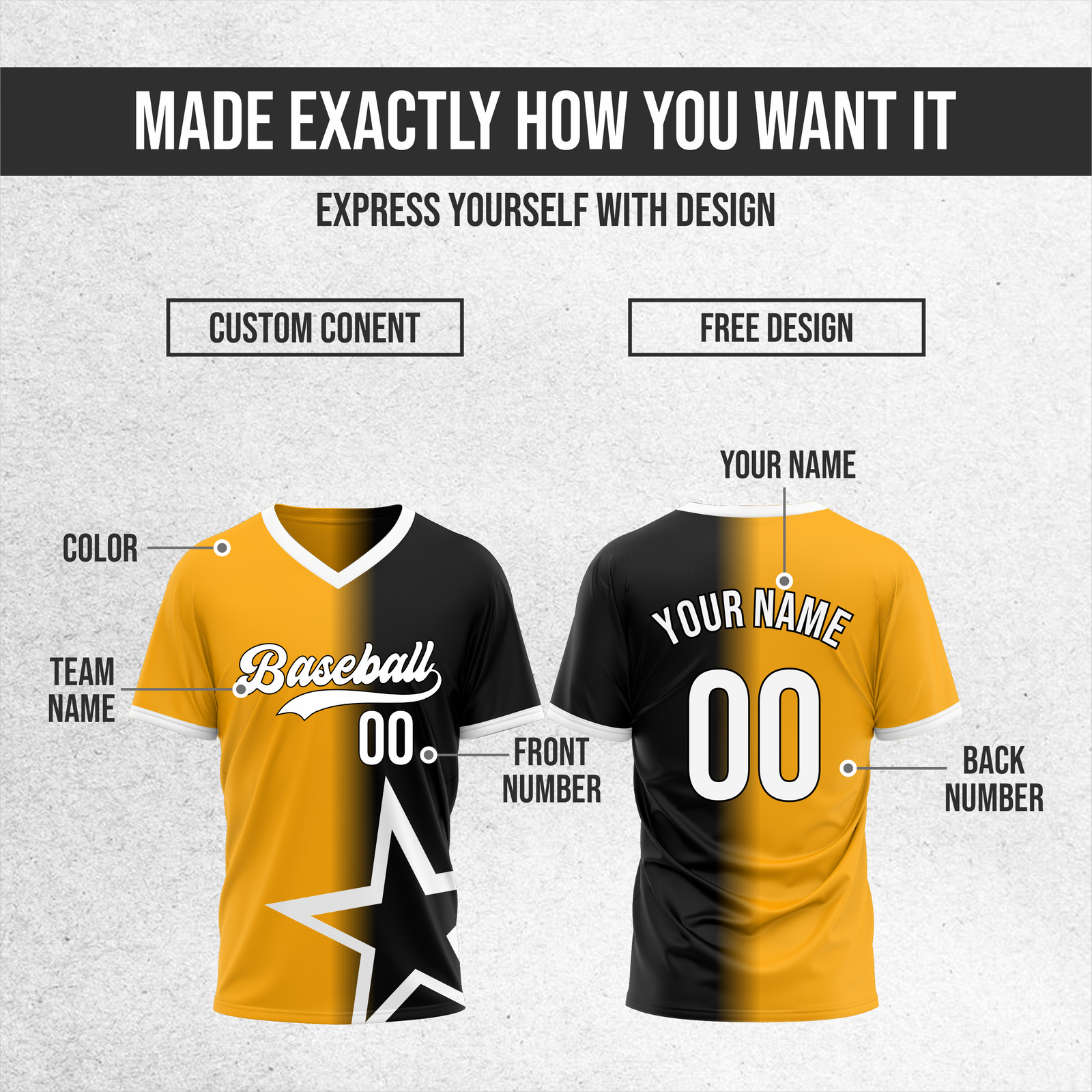 Custom Starlight Fade Baseball Orange Sports Jersey Personalized Uniform with Name & Number