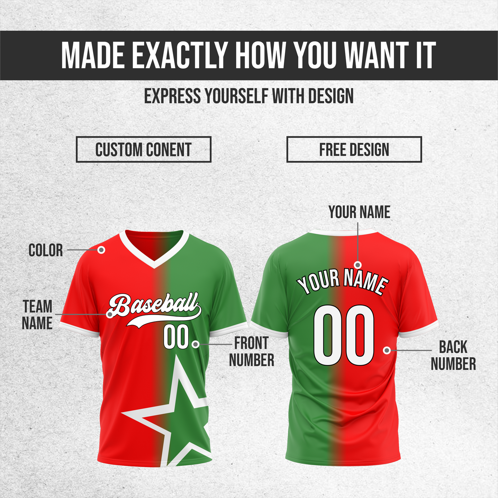 Custom Starlight Fade Baseball Red Sports Jersey Personalized Uniform with Name & Number