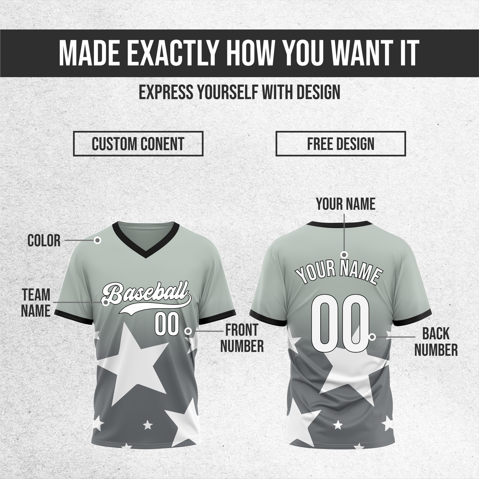 Custom Starlight Gradient Baseball Dark Grey Sports Jersey Personalized Uniform with Name & Number