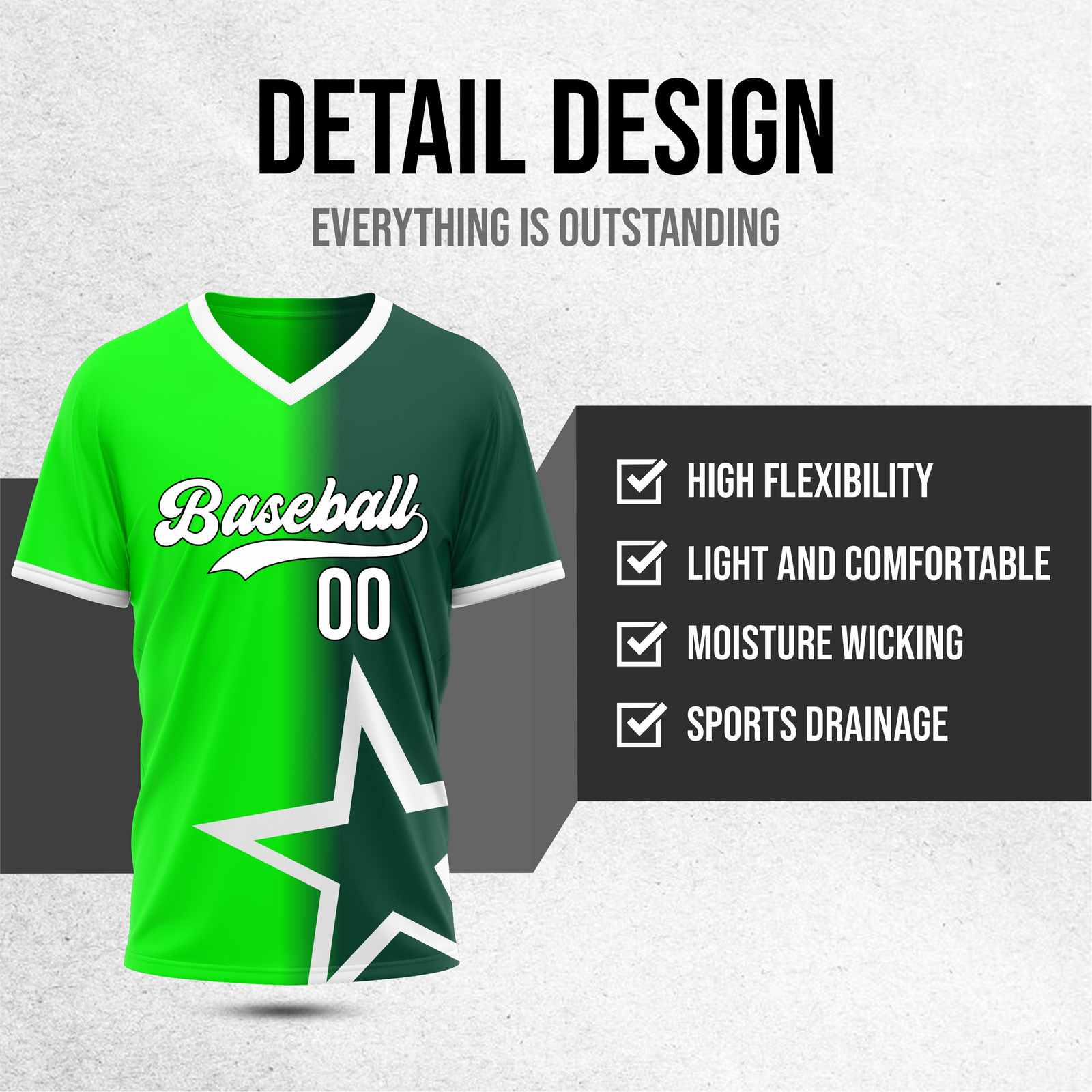 Custom Starlight Fade Baseball Neon Green Sports Jersey Personalized Uniform with Name & Number