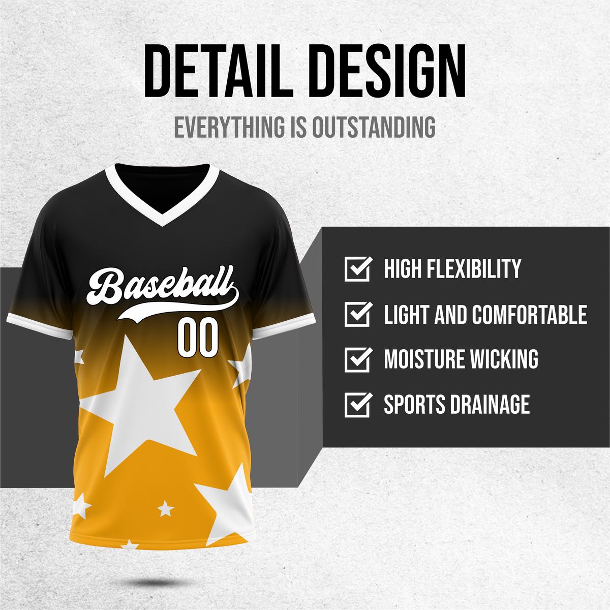 Custom Starlight Gradient Baseball Orange Sports Jersey Personalized Uniform with Name & Number