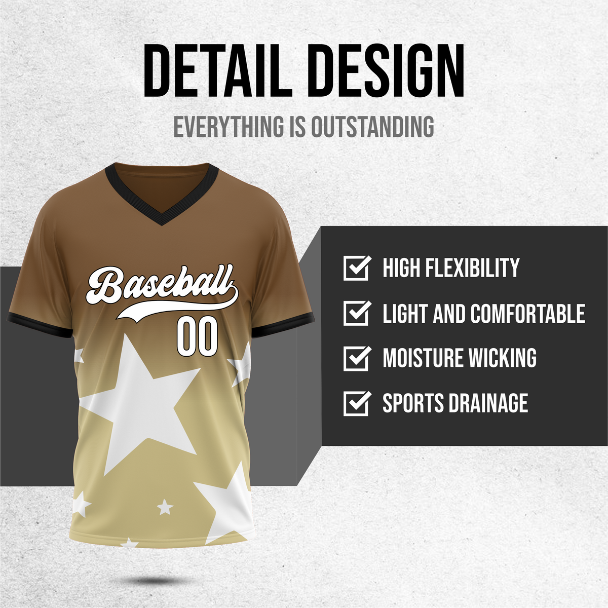 Custom Starlight Gradient Baseball Khaki Sports Jersey Personalized Uniform with Name & Number