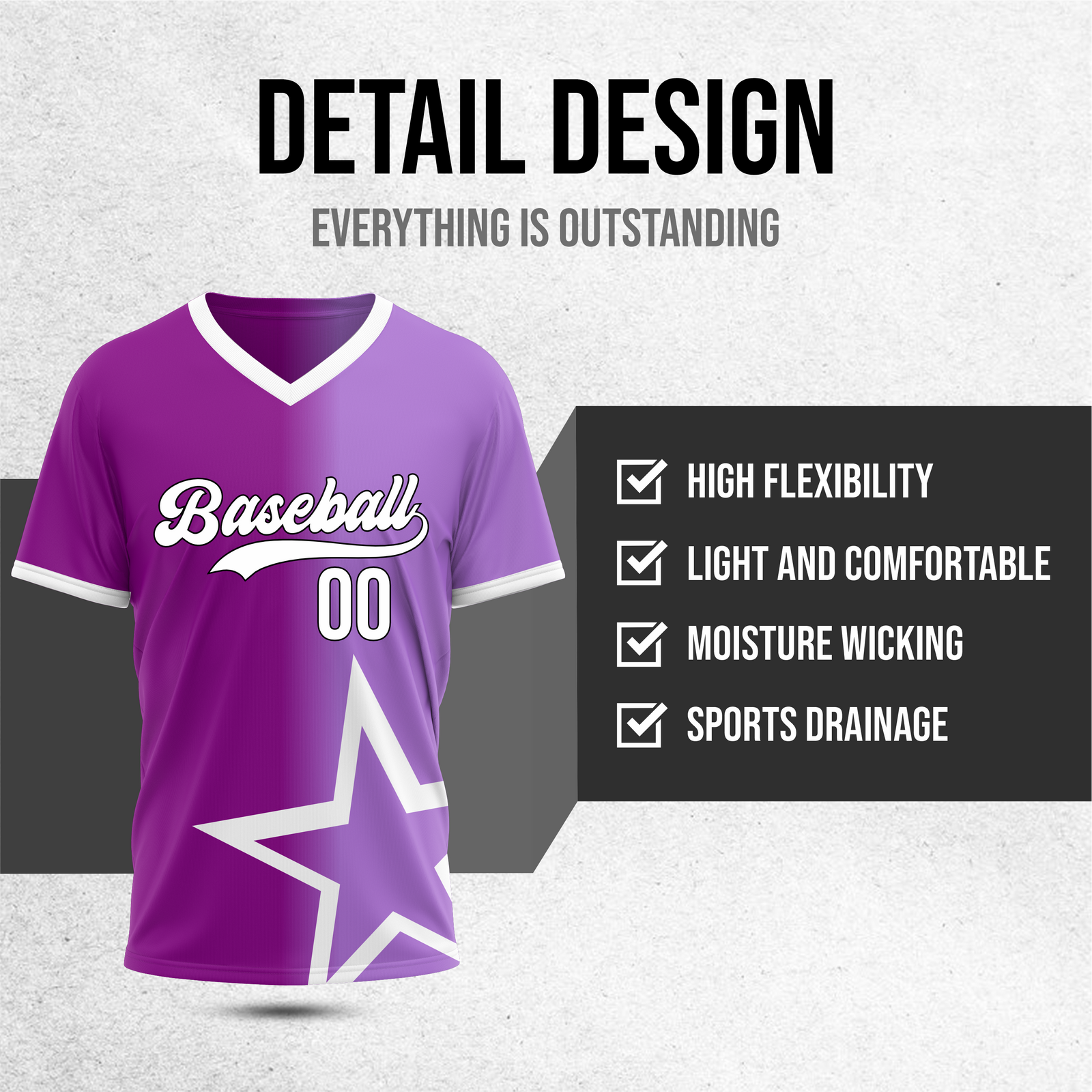 Custom Starlight Fade Baseball Purple Sports Jersey Personalized Uniform with Name & Number