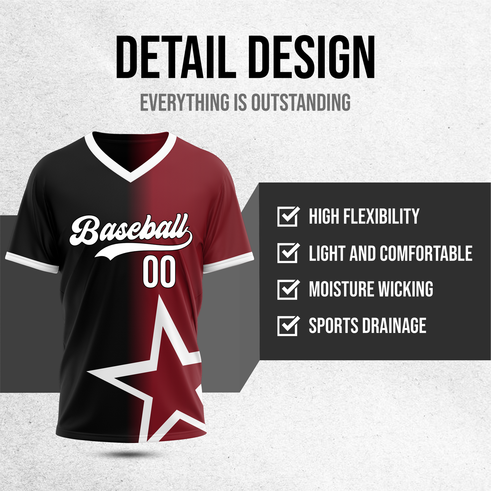 Custom Starlight Fade Baseball Black Sports Jersey Personalized Uniform with Name & Number