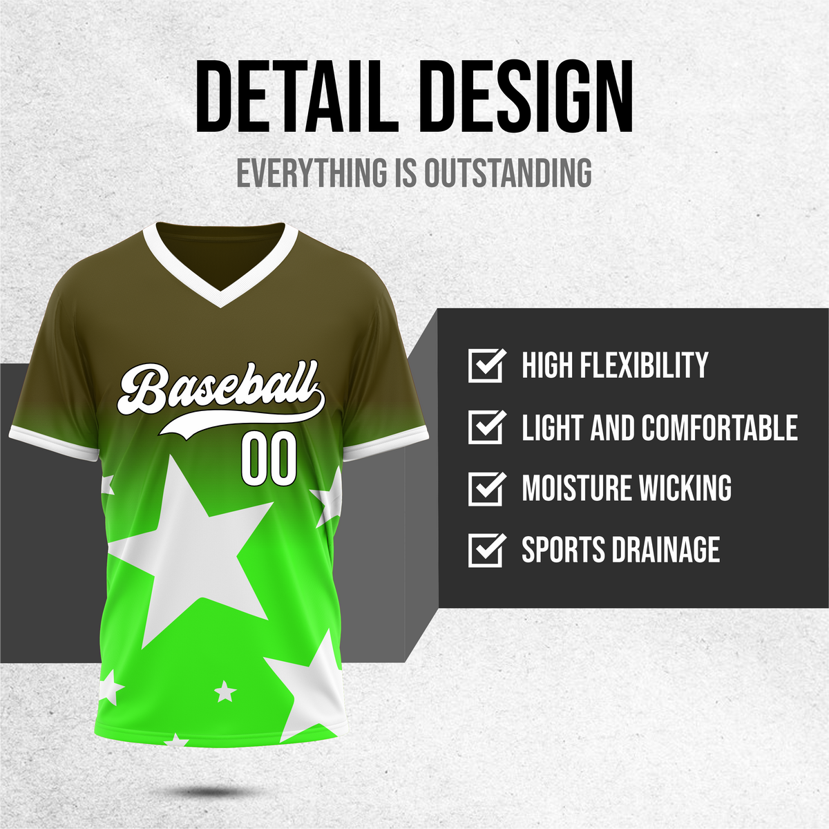 Custom Starlight Gradient Baseball Green Sports Jersey Personalized Uniform with Name & Number