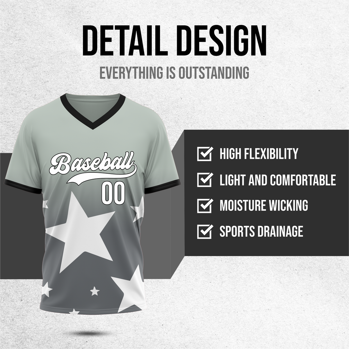 Custom Starlight Gradient Baseball Dark Grey Sports Jersey Personalized Uniform with Name & Number