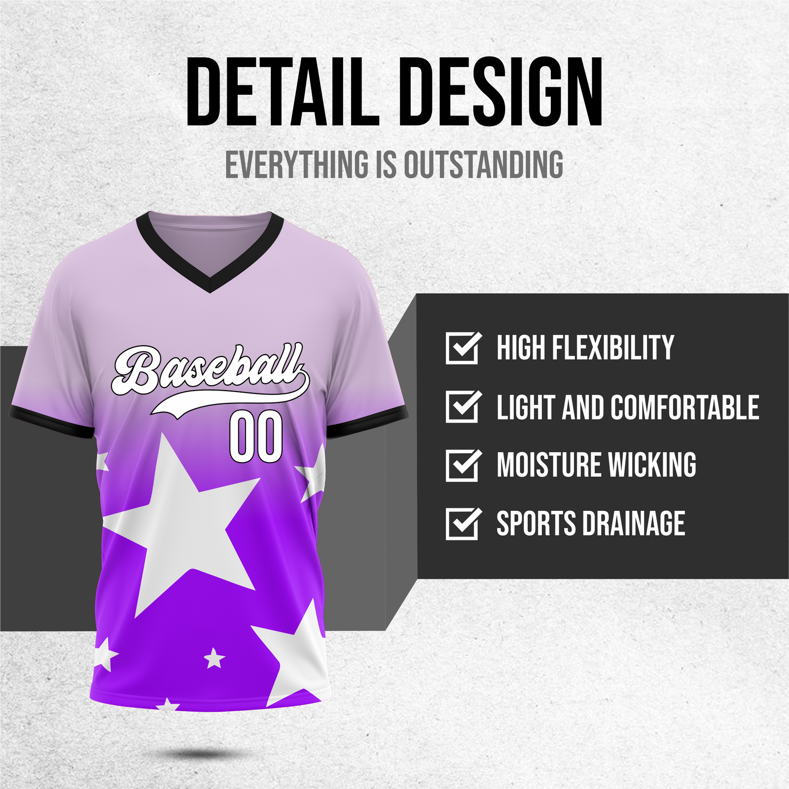 Custom Starlight Gradient Baseball Purple Sports Jersey Personalized Uniform with Name & Number