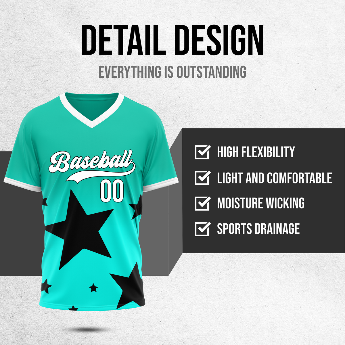 Custom Starlight Gradient Baseball Aqua Sports Jersey Personalized Uniform with Name & Number
