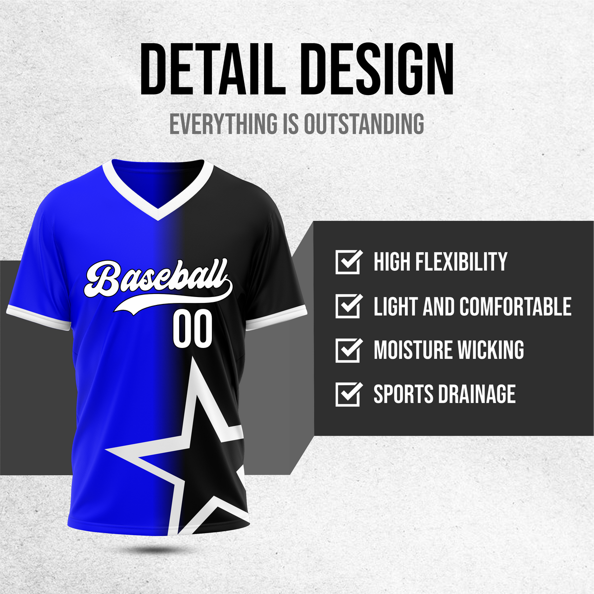 Custom Starlight Fade Baseball Blue Sports Jersey Personalized Uniform with Name & Number