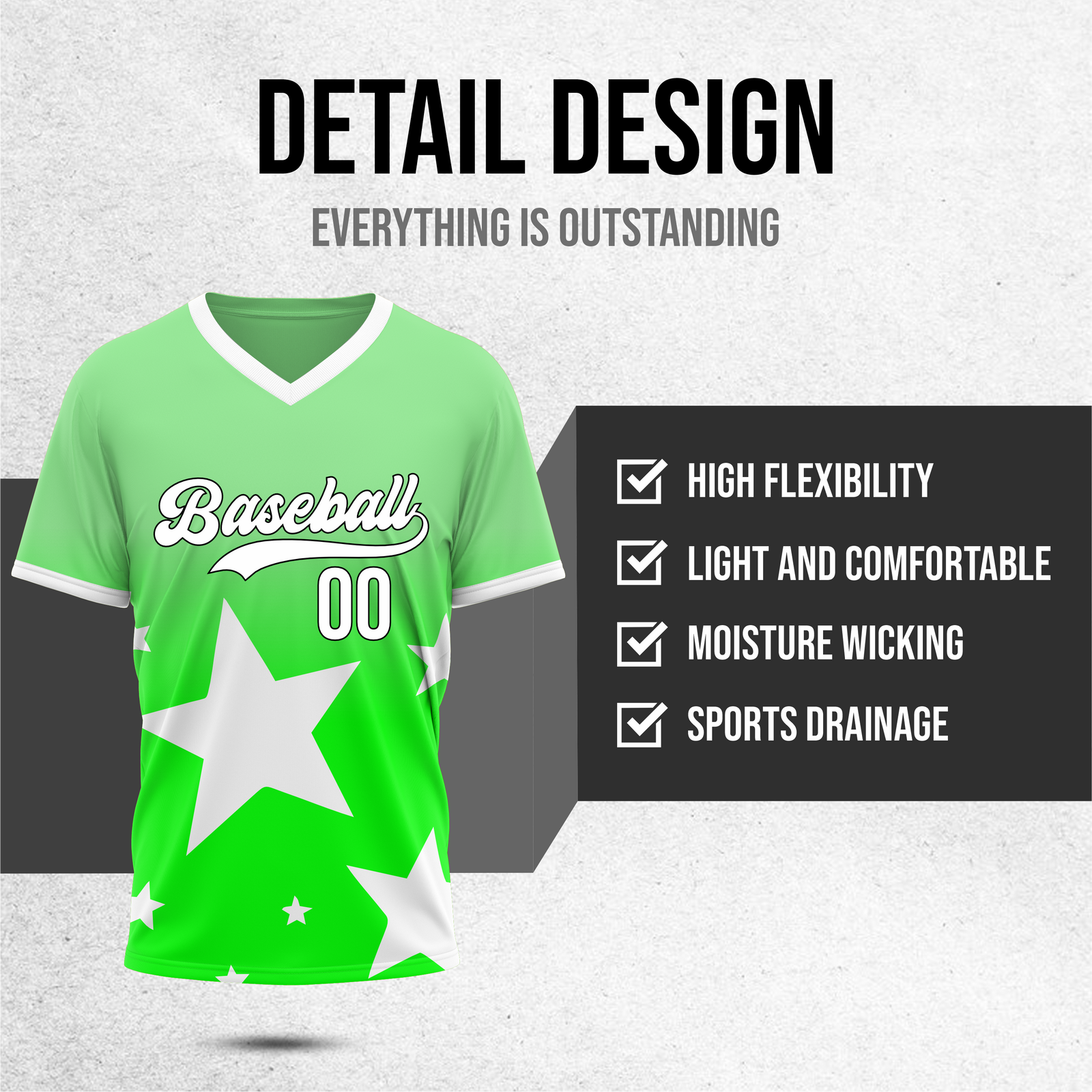 Custom Starlight Gradient Baseball Neon Green Sports Jersey Personalized Uniform with Name & Number