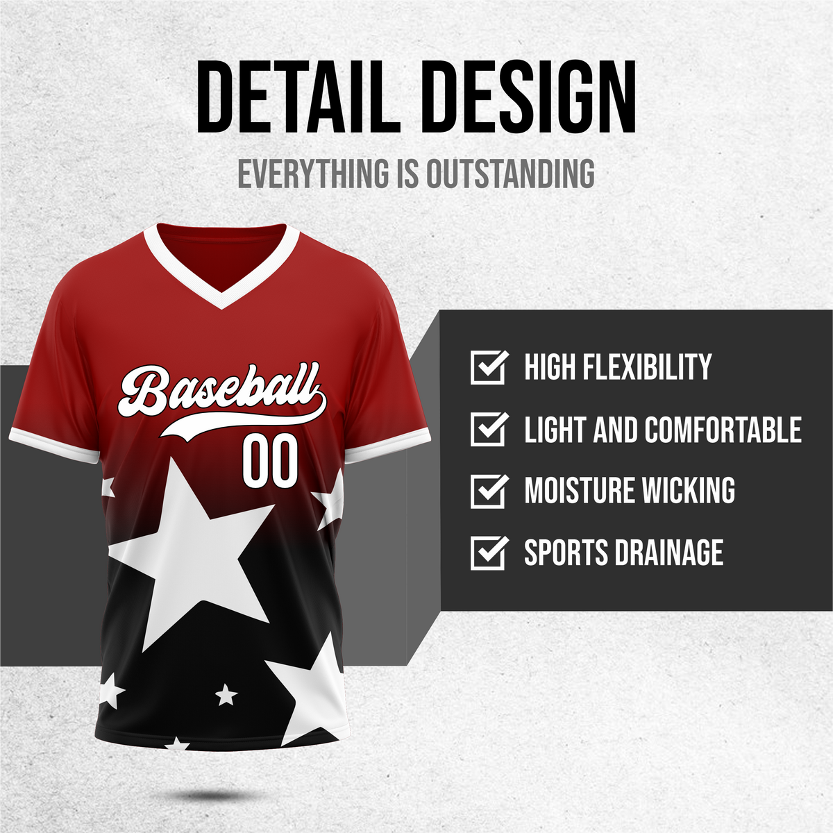 Custom Starlight Gradient Baseball Red Sports Jersey Personalized Uniform with Name & Number