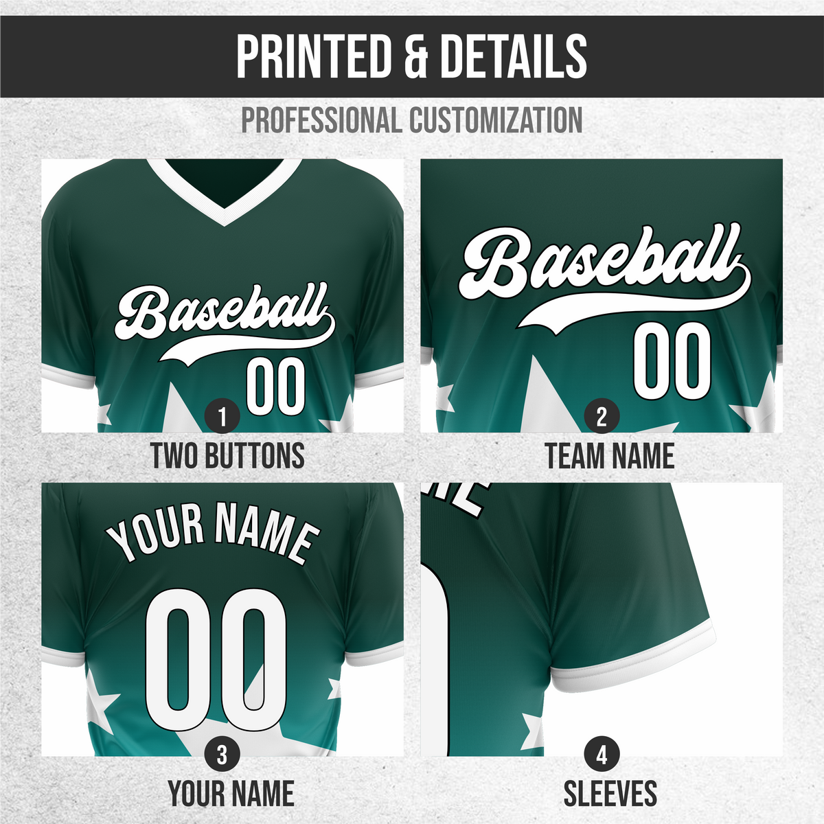 Custom Starlight Gradient Baseball Teal Sports Jersey Personalized Uniform with Name & Number