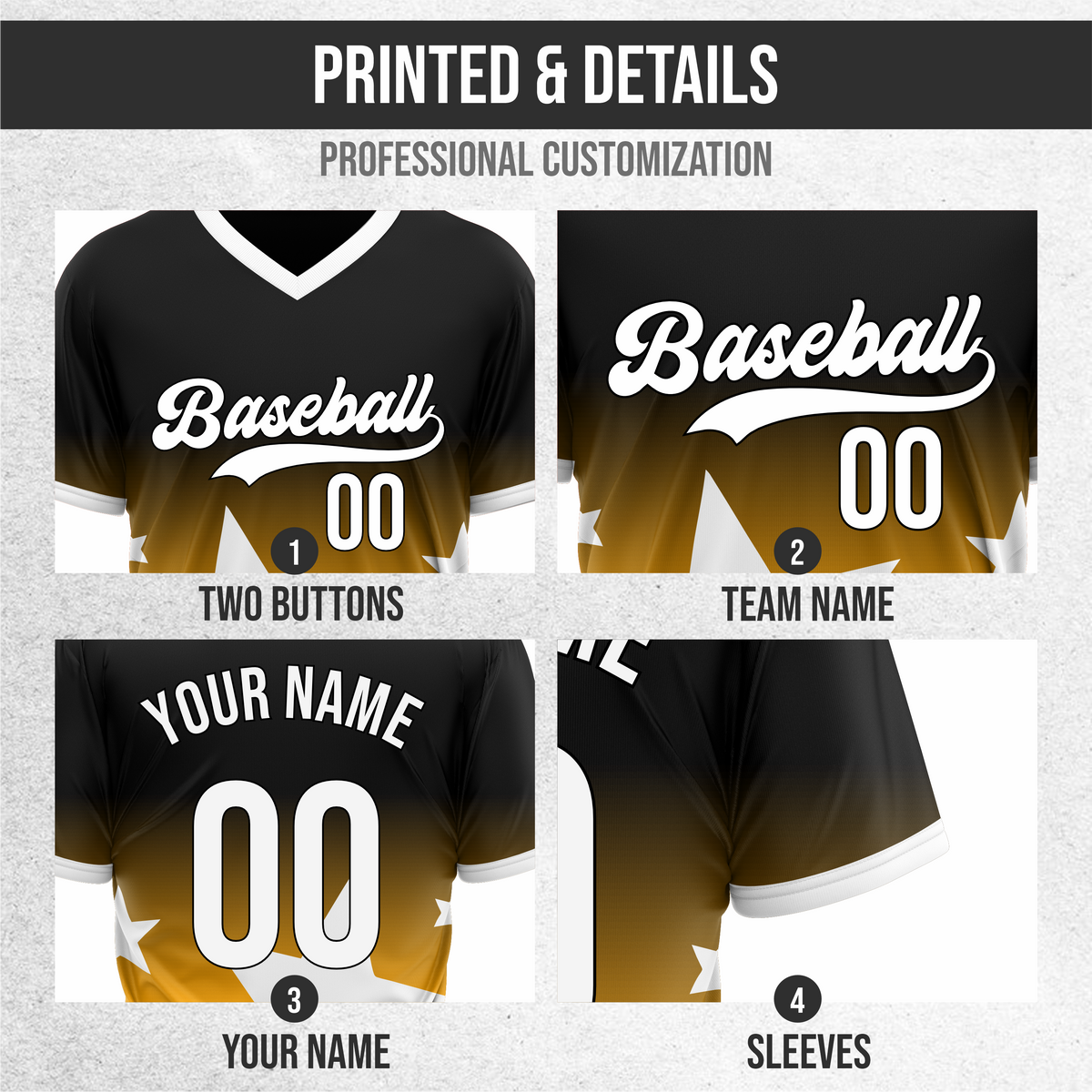 Custom Starlight Gradient Baseball Orange Sports Jersey Personalized Uniform with Name & Number