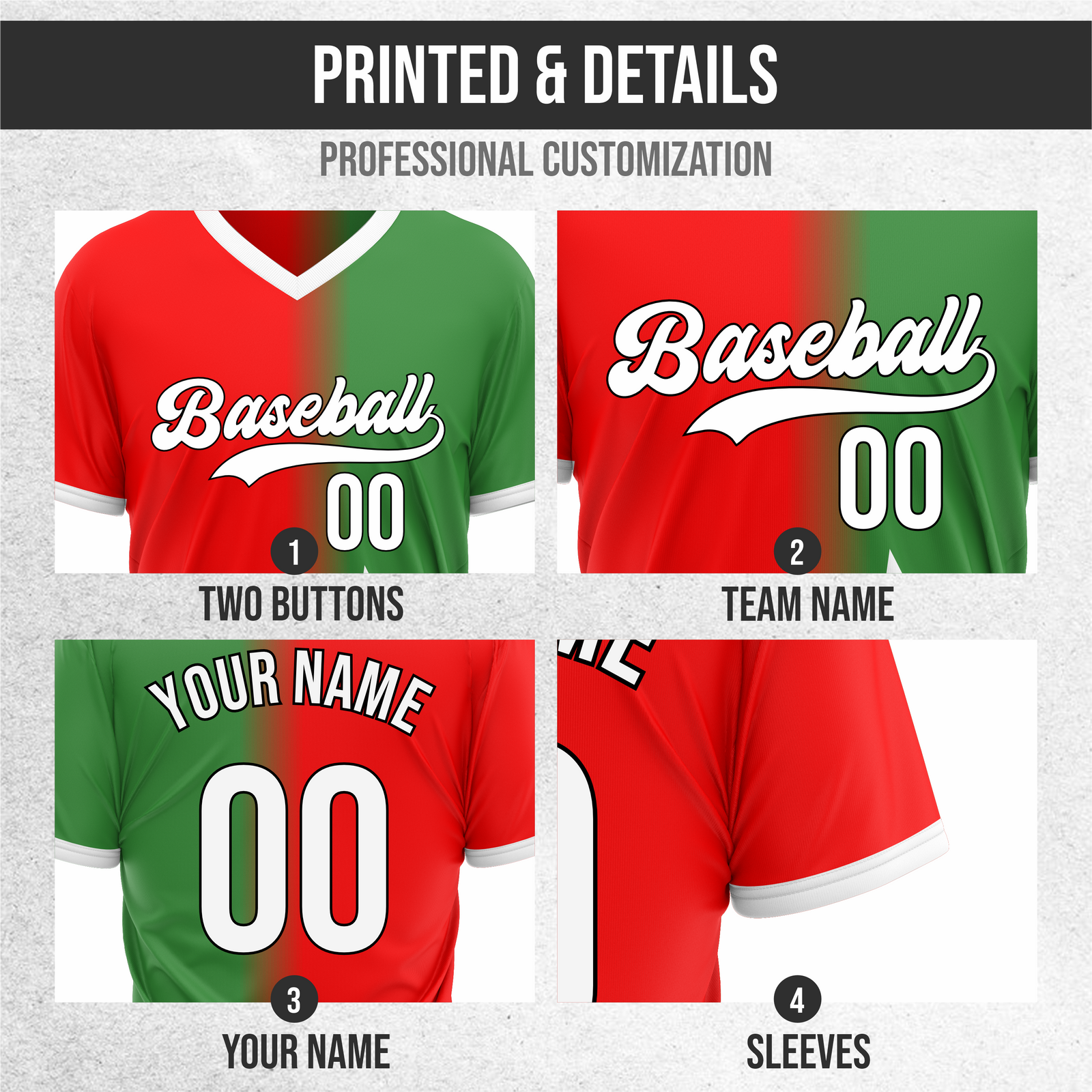 Custom Starlight Fade Baseball Red Sports Jersey Personalized Uniform with Name & Number