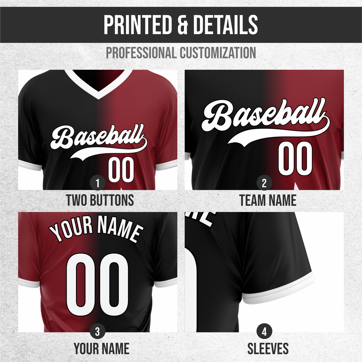 Custom Starlight Fade Baseball Black Sports Jersey Personalized Uniform with Name & Number