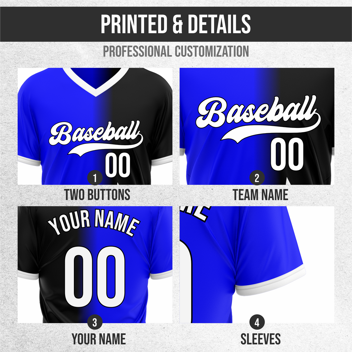 Custom Starlight Fade Baseball Blue Sports Jersey Personalized Uniform with Name & Number