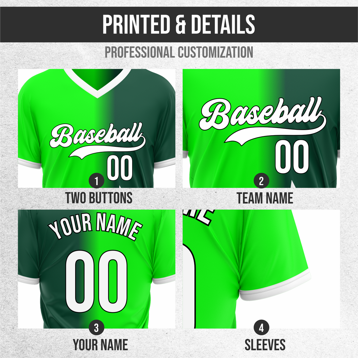 Custom Starlight Fade Baseball Neon Green Sports Jersey Personalized Uniform with Name & Number