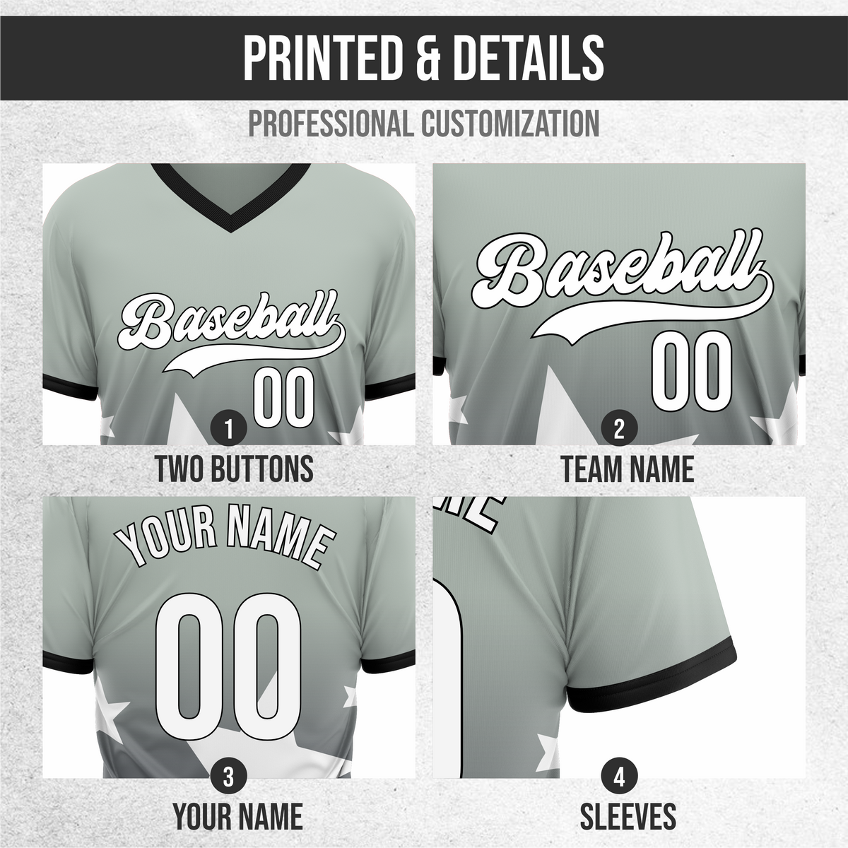 Custom Starlight Gradient Baseball Dark Grey Sports Jersey Personalized Uniform with Name & Number