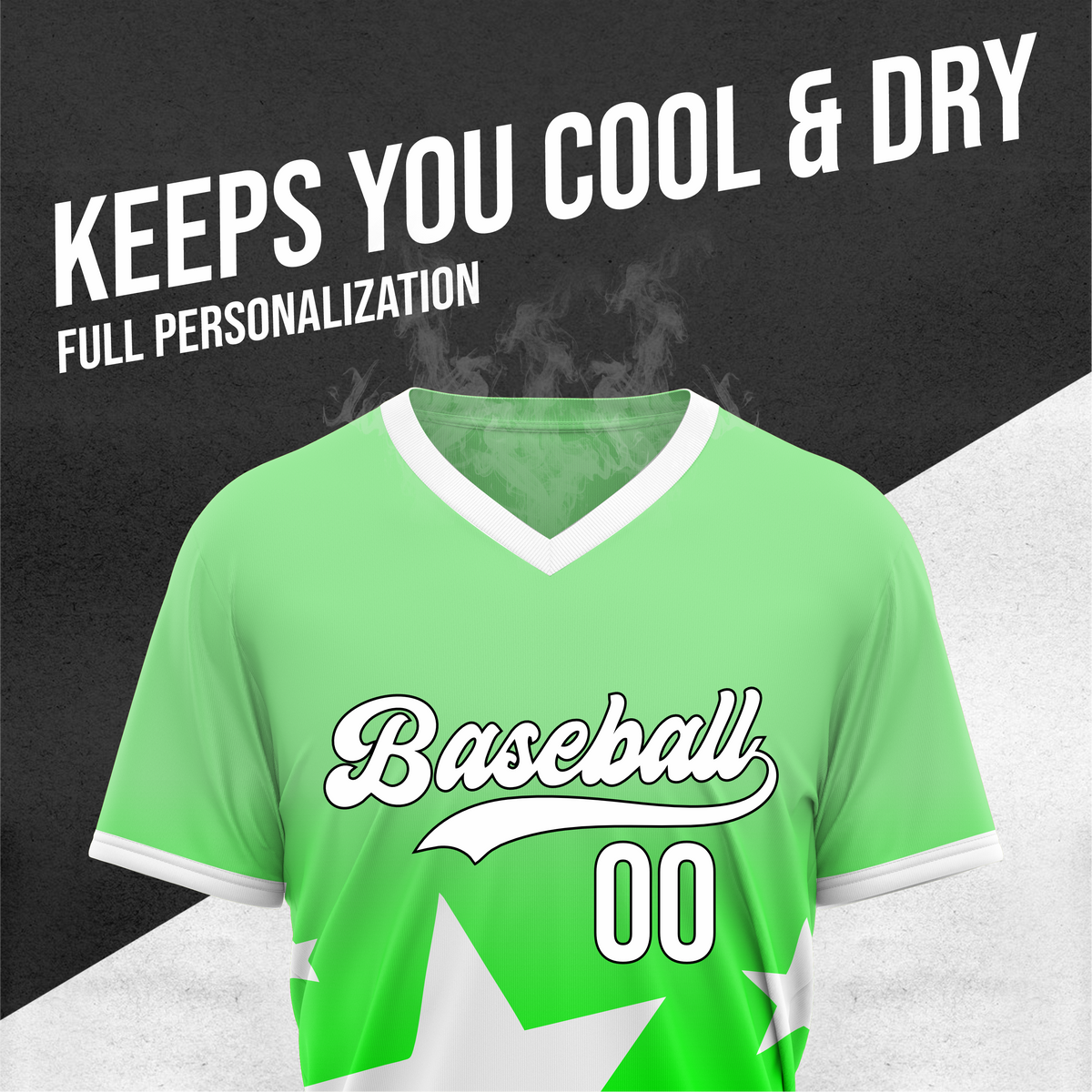 Custom Starlight Gradient Baseball Neon Green Sports Jersey Personalized Uniform with Name & Number