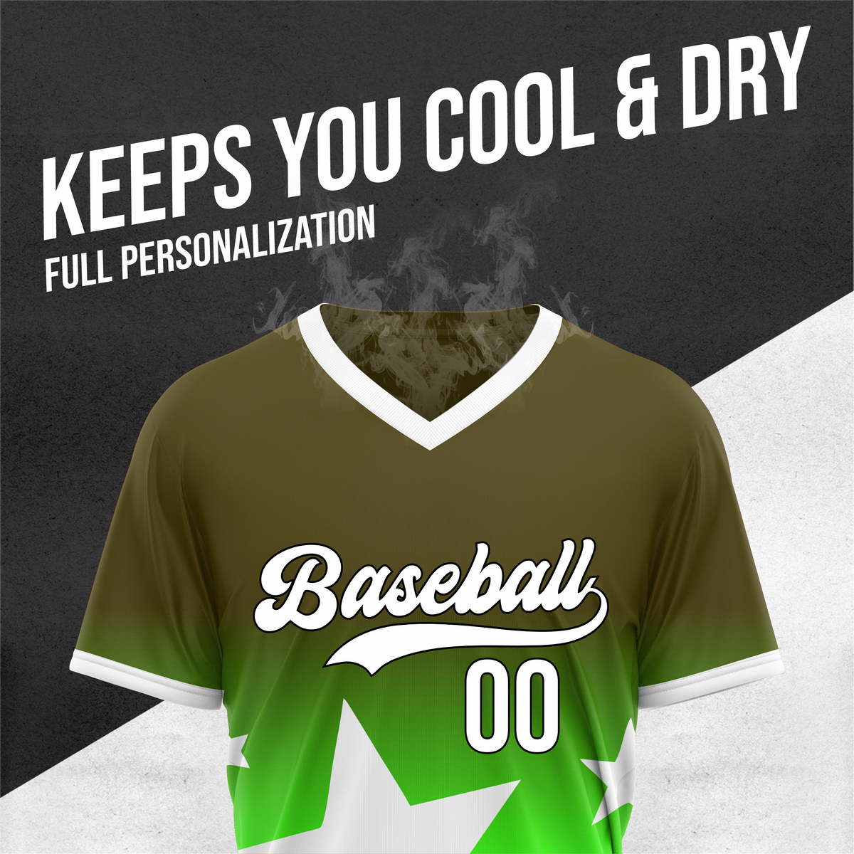 Custom Starlight Gradient Baseball Green Sports Jersey Personalized Uniform with Name & Number