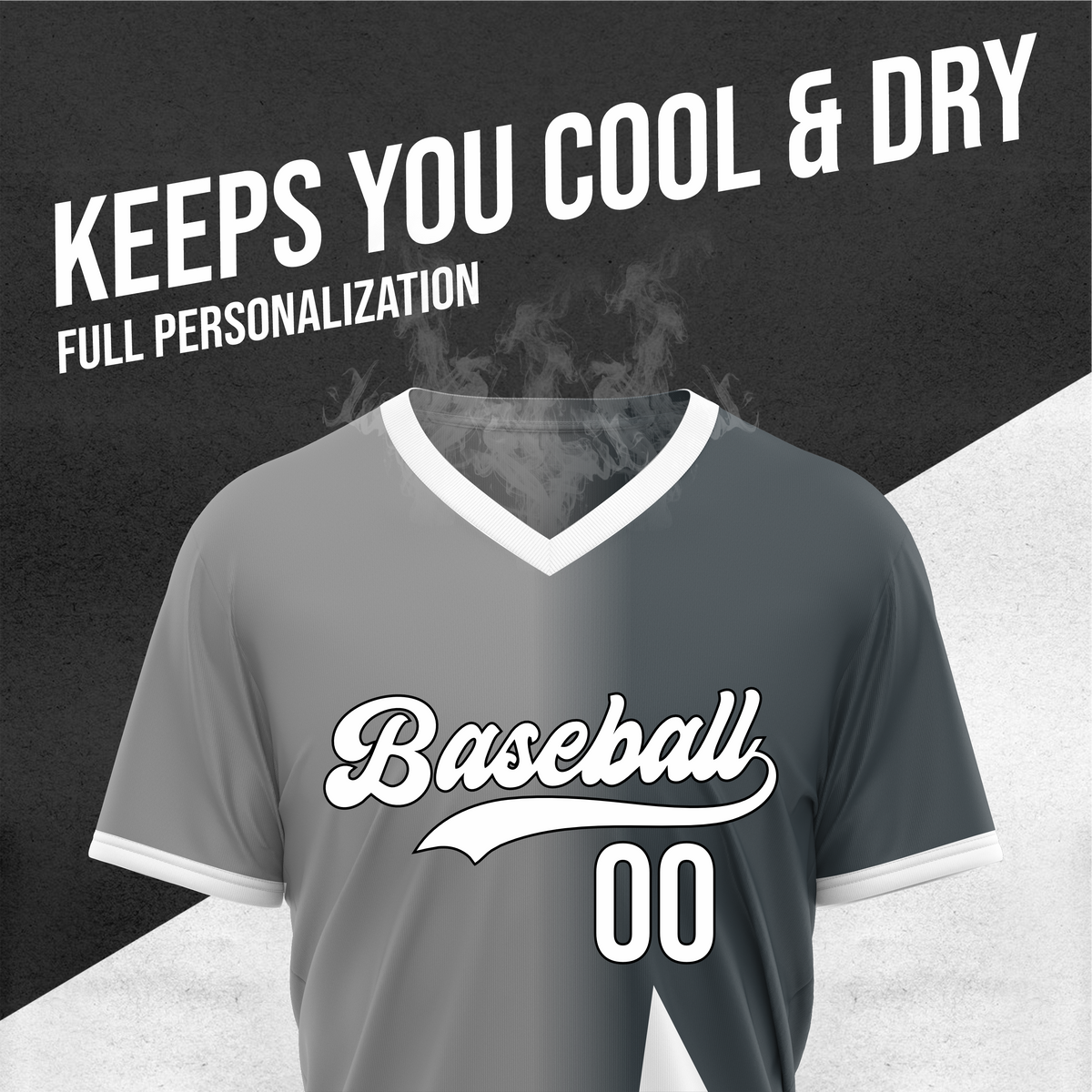 Custom Starlight Fade Baseball Grey Sports Jersey Personalized Uniform with Name & Number