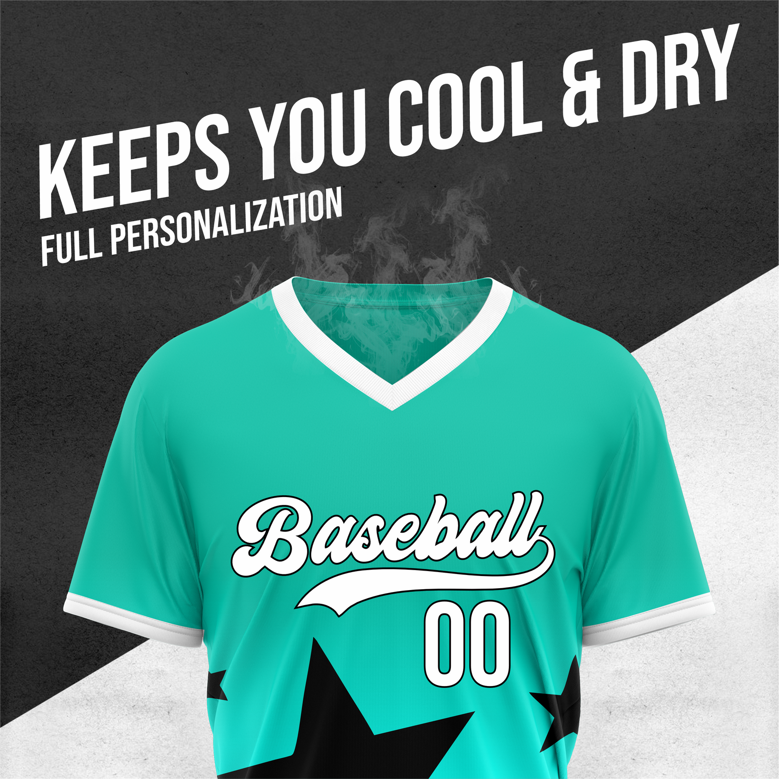 Custom Starlight Gradient Baseball Aqua Sports Jersey Personalized Uniform with Name & Number