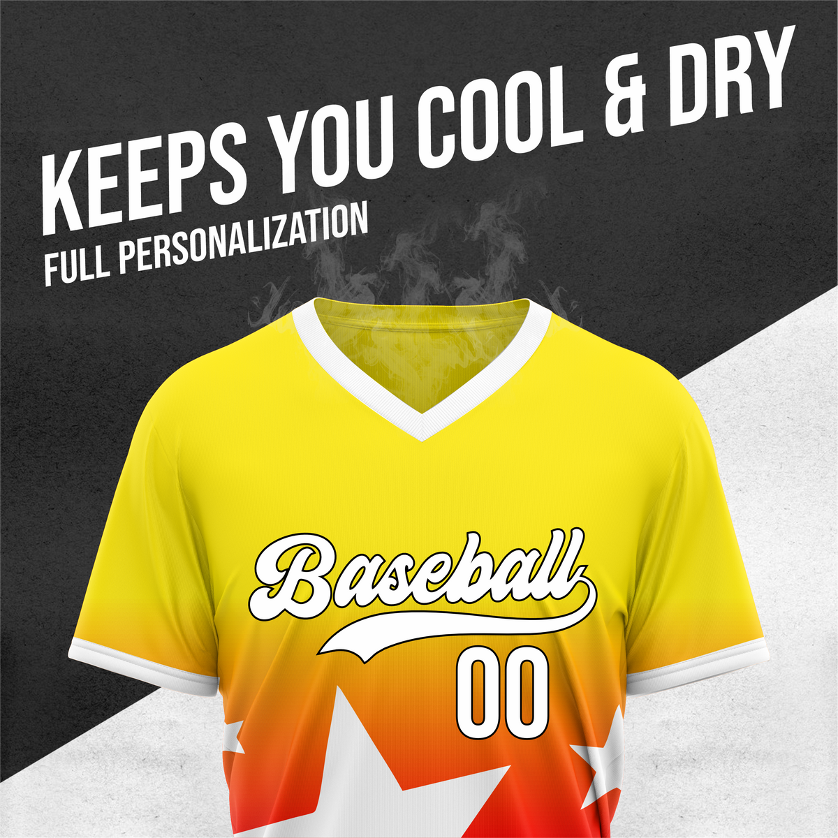 Custom Starlight Gradient Baseball Yellow Sports Jersey Personalized Uniform with Name & Number