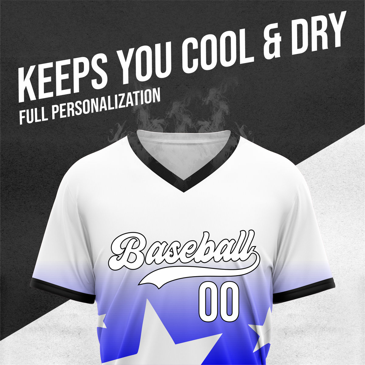 Custom Starlight Gradient Baseball Blue Sports Jersey Personalized Uniform with Name & Number