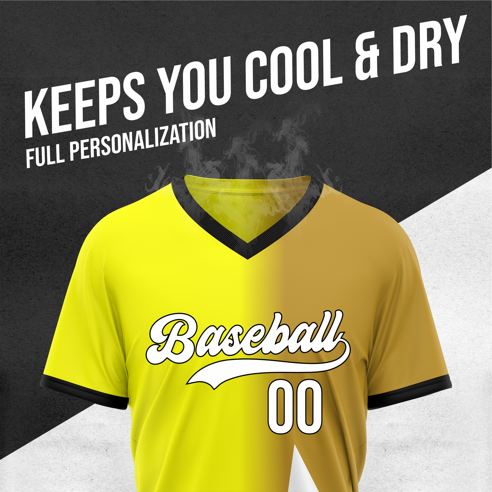 Custom Starlight Fade Baseball Yellow Sports Jersey Personalized Uniform with Name & Number