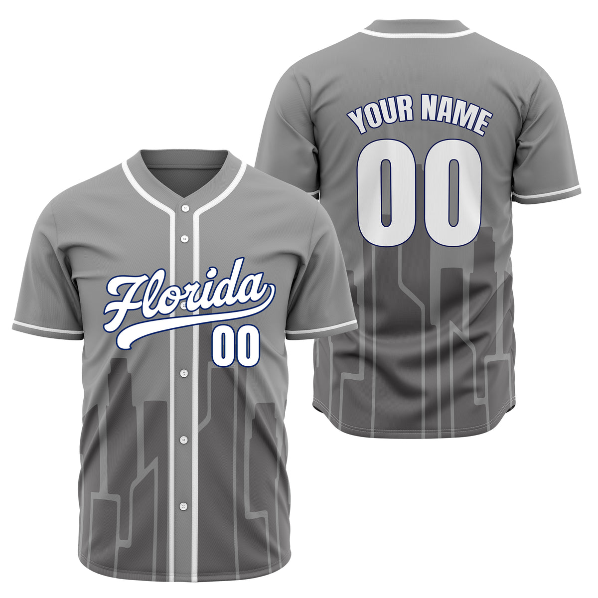 Custom City Flux Grey Baseball Sports Jersey Personalized Uniform with Name &amp; Number