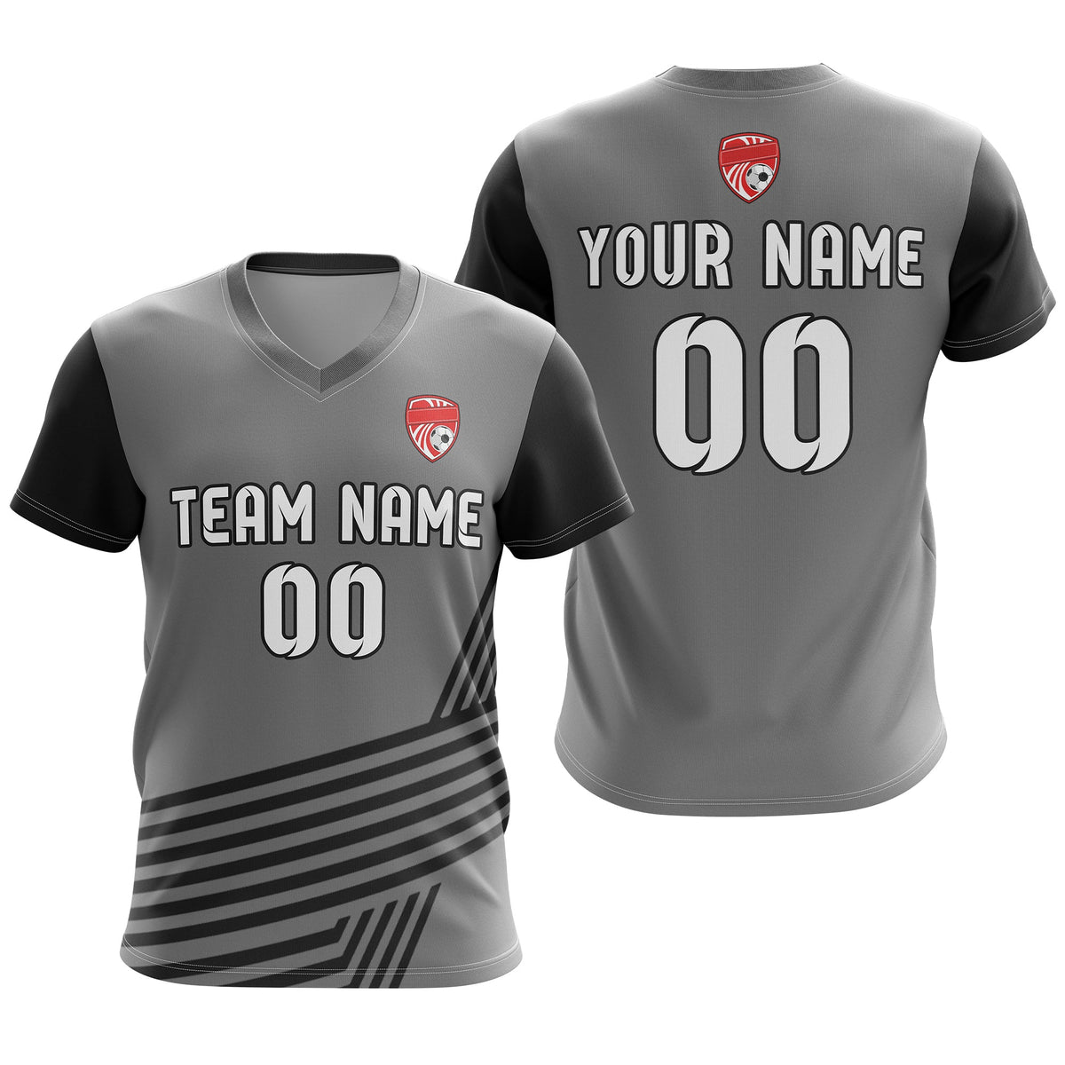 Custom V-Neck Side Pattern D4 Rapid Line Soccer Sport Tops Jersey
