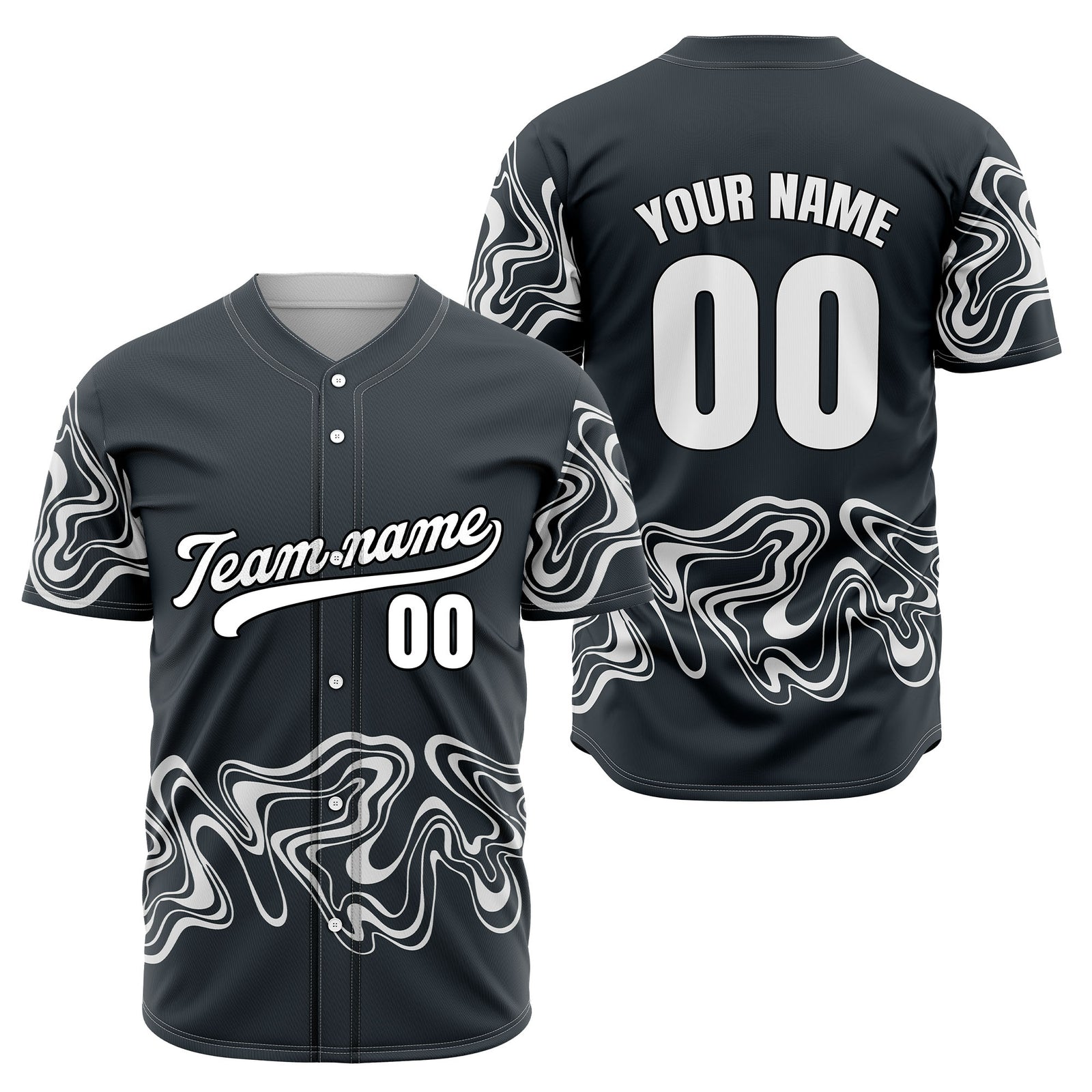 Custom Wave Black Baseball Sports Jerseys Personalized Uniform with Name & Numbers