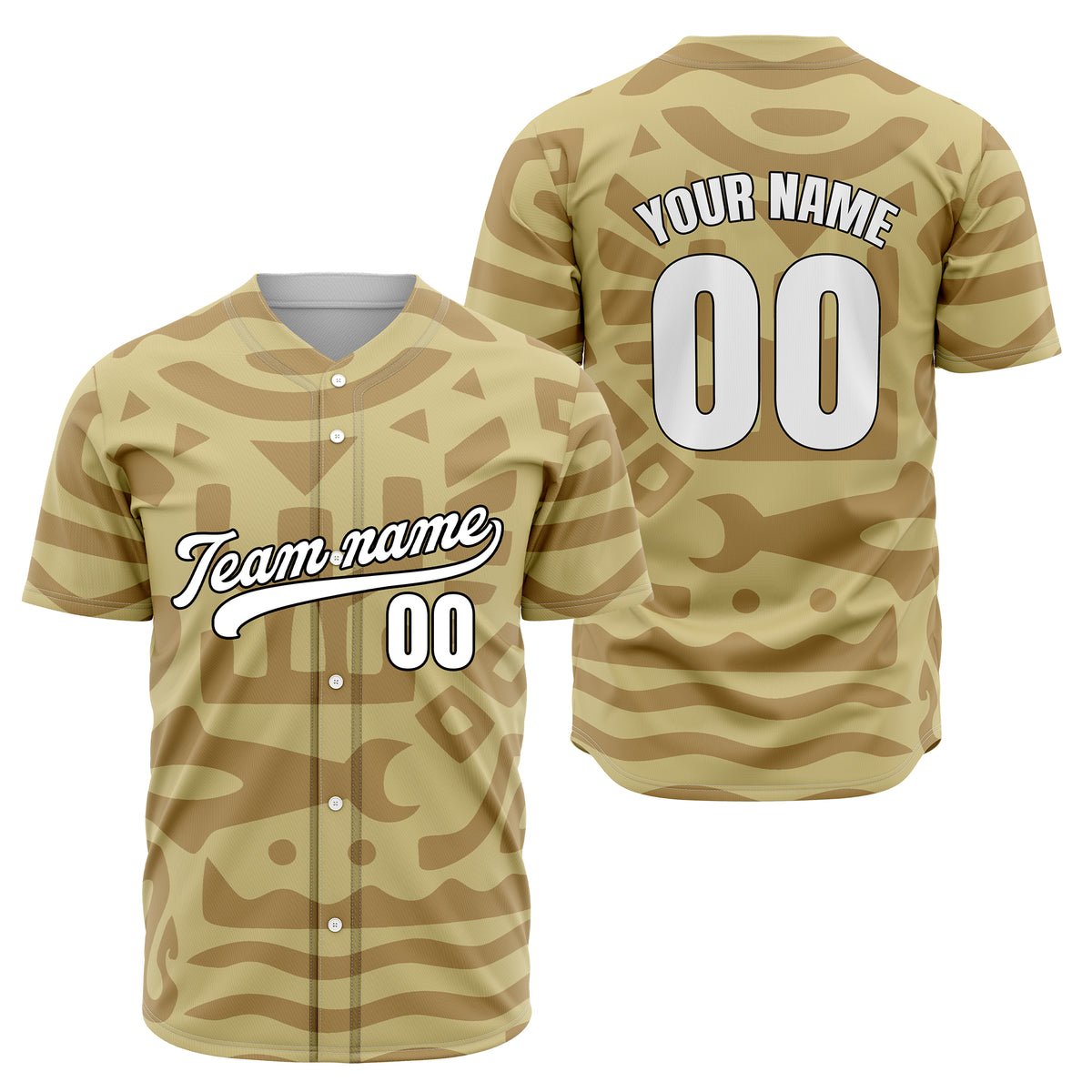 Custom Hawaii Hustle Khaki Baseball Sports Jersey Personalized Uniform with Name &amp; Number