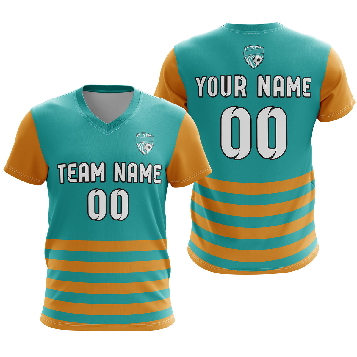 Custom BaseLine V Stripe Pattern Teal Soccer sport Tops Jersey