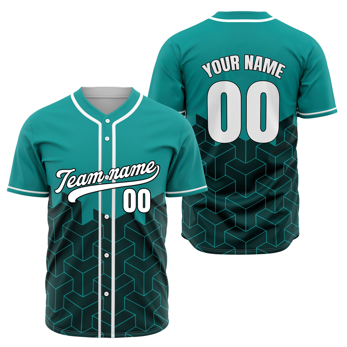 Custom Grid Iron Aqua Baseball Sports Jersey Personalized Uniform with Name & Number