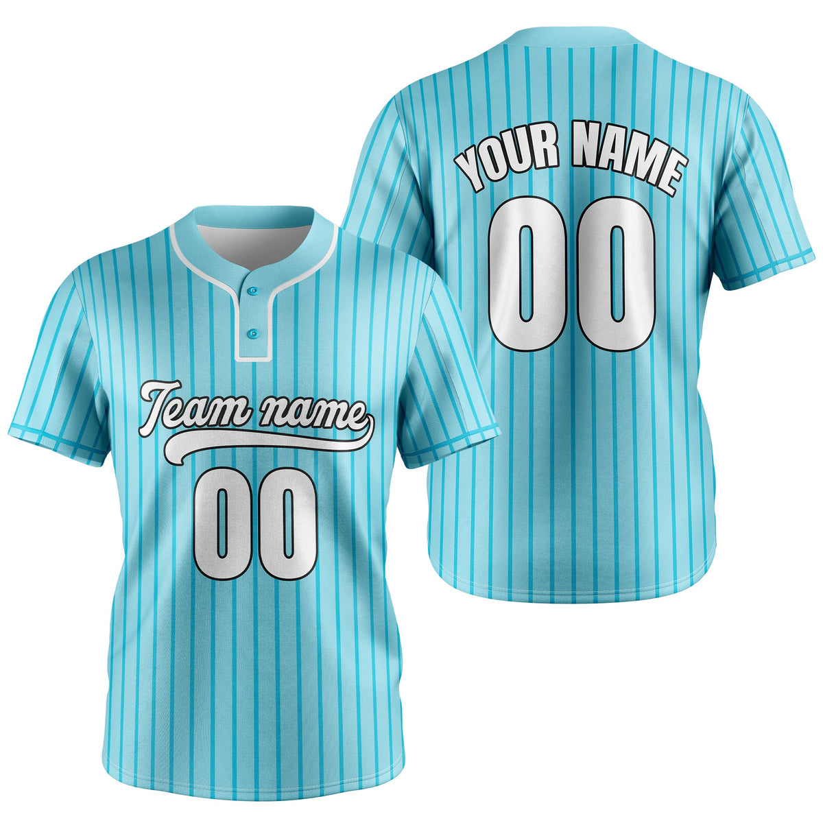 Custom Pinstripe Baseball Aqua Sports Jersey Personalized Uniform with Name & Number