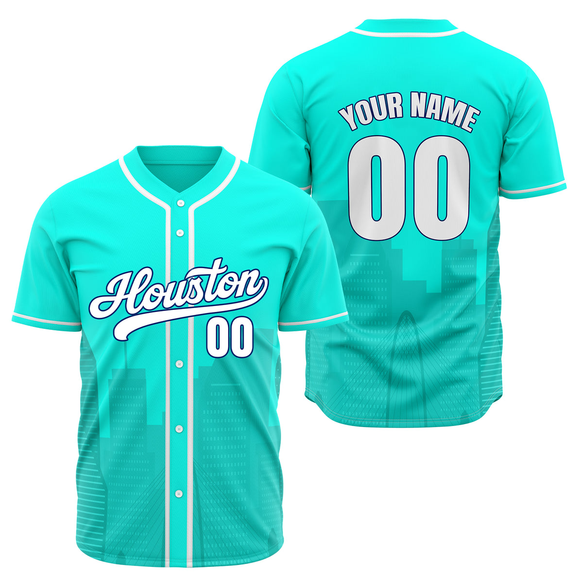 Custom City Pulse Aqua Baseball Sports Jersey Personalized Uniform with Name &amp; Number